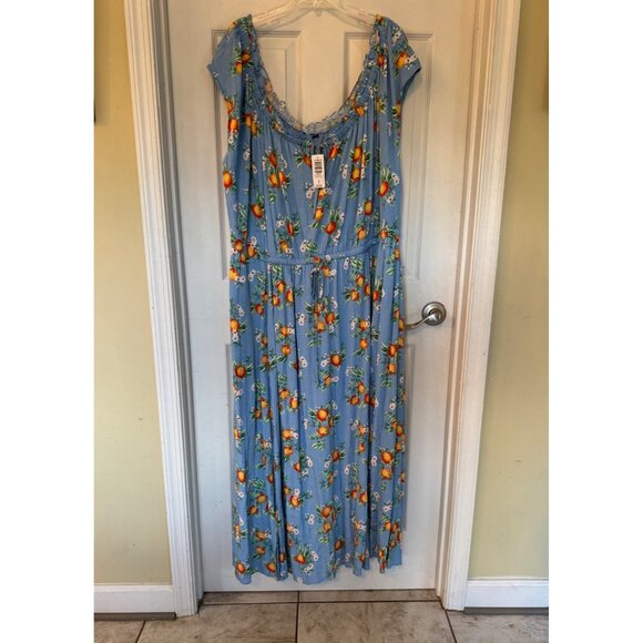 torrid Dresses & Skirts - Torrid Maxi Length Floral/Oranges Scoop Neck Size 4 (4X) New With Tags